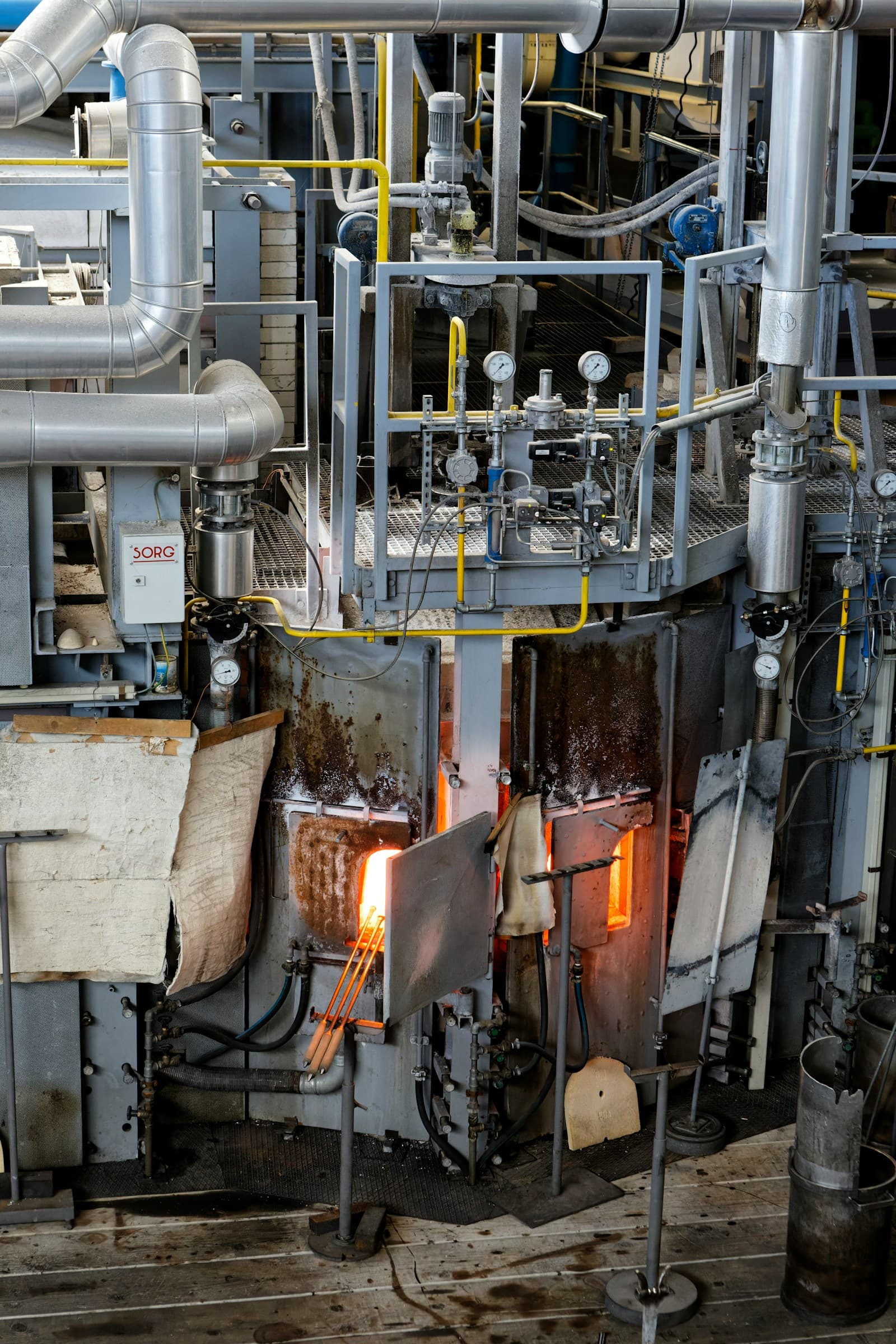 Industrial machinery and equipment inside a factory hall